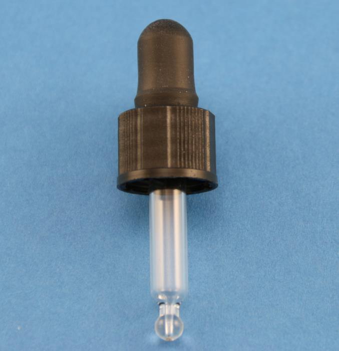 GL 14mm Dropper Pipette (Black Teat, Black Cap, Glass Pipette)
